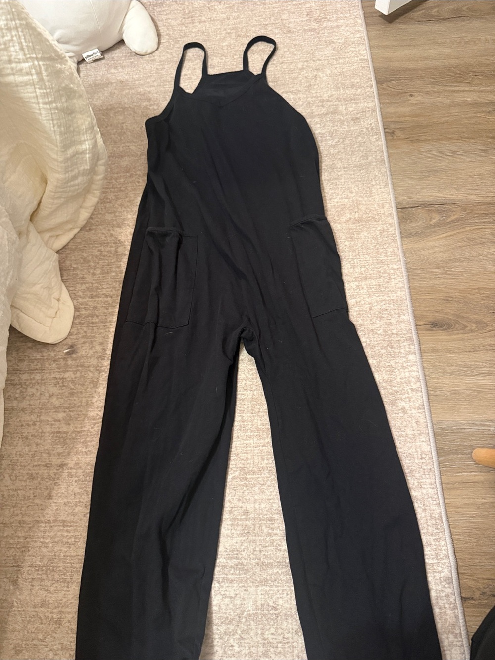 Black Women's Cotton Jumpsuit with Pockets